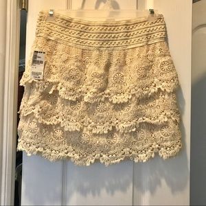 Women's Ivory Crochet Tier Skirt